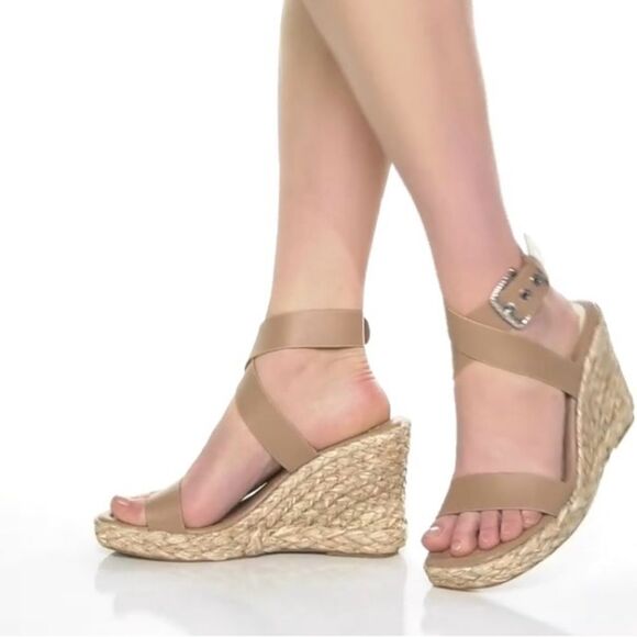 NIB Dolce Vita Women’s Aldona Black Leather Espadrille Wedge Buckle Strap - 7.5 - Picture 3 of 10